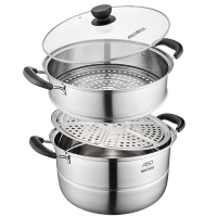 爱仕达(ASD)蒸锅 二层32cm 304不锈钢家用大号厚底ZS32C1J 带蒸笼屉明火电磁炉通用