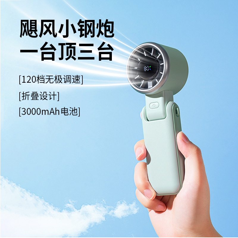 笨笨马 飓风炮-高速手持折叠风扇H03 白色高清大图