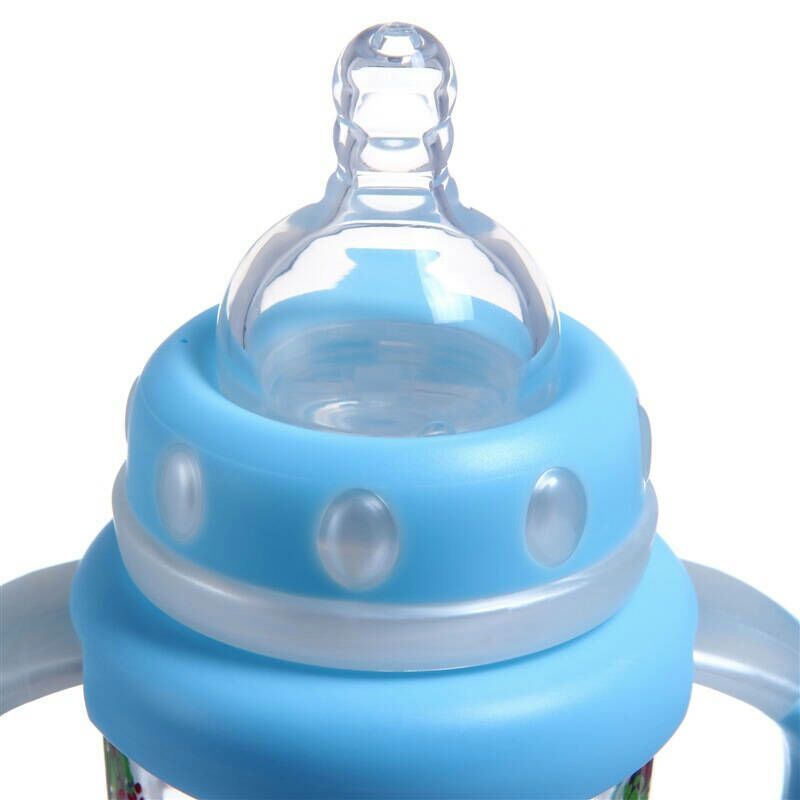乐儿宝(bobo)防摔玻璃宽口径奶瓶 蓝色240ml (适用12个月以上宝宝)