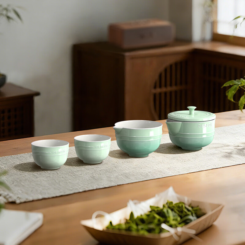 德世朗 暖阳系列陶瓷茶具套装 DFS-TZ857-5A-GN 单位:套高清大图