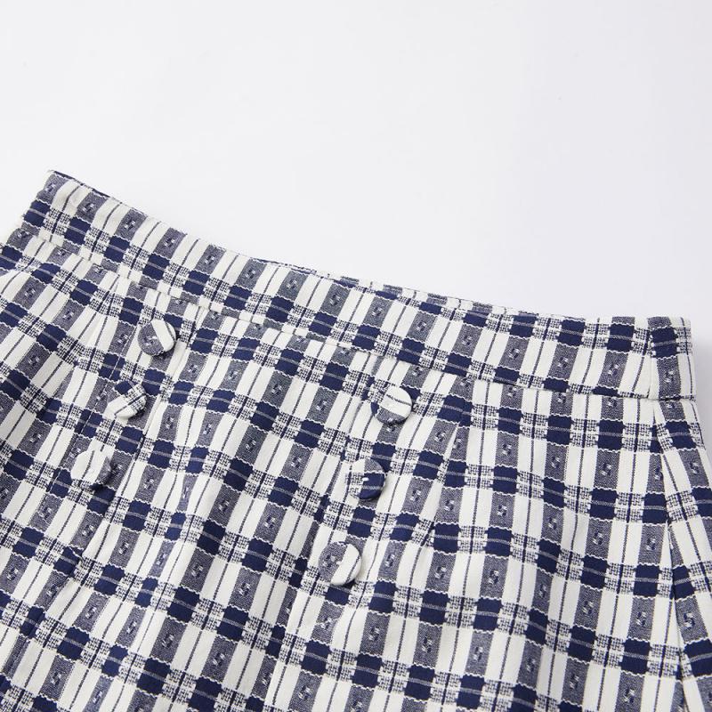 [1件5折价:99.5]美特斯邦威女A型格子梭织半裙舒适简约纯棉休闲时尚A字裙子高清大图