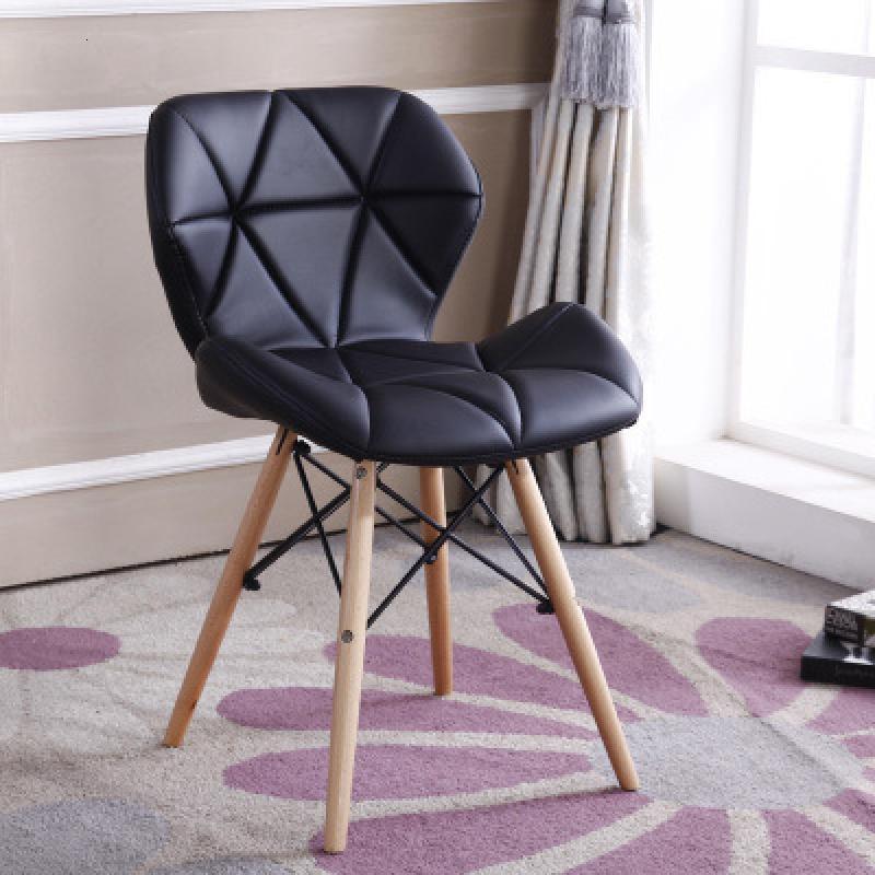 汐岩简约现代电脑椅靠背时尚凳子伊姆斯创意书桌休闲椅子洽谈餐椅家用 黑色实木脚无扶手
