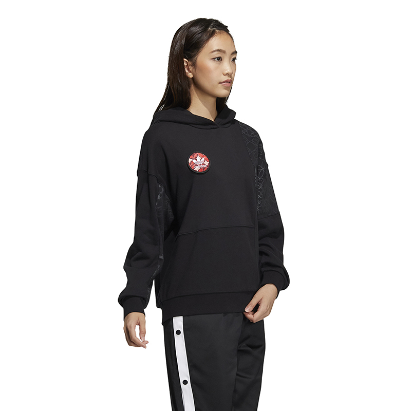 Adidas 阿迪达斯三叶草卫衣女装春秋季新款连帽运动套头衫 HD0338