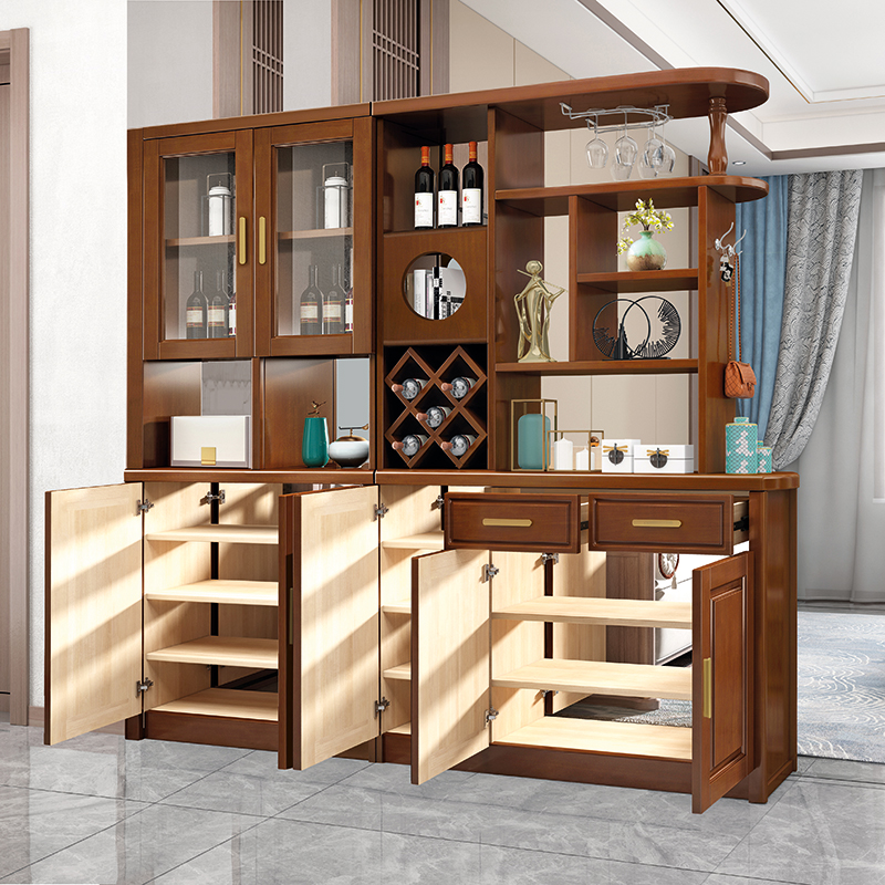 青木川 简约现代实木酒柜鞋柜一体靠墙厨房客厅饭厅进门口双面入户玄关柜隔断屏风柜装饰柜置物架展示柜门厅柜高清大图