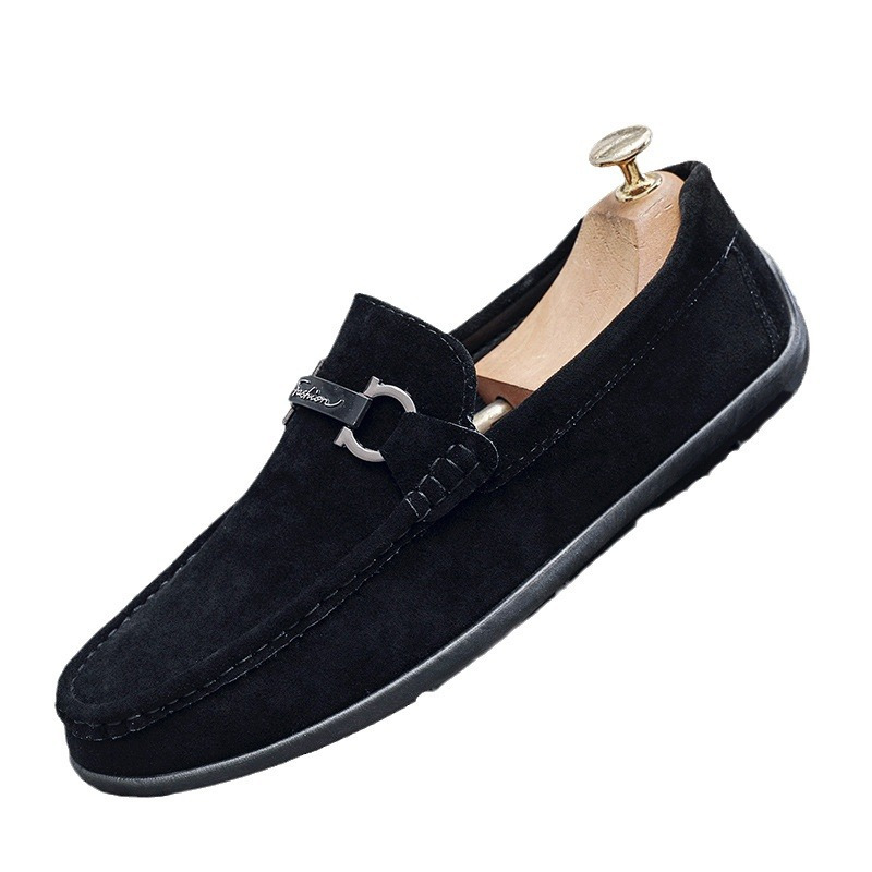 奥康豆豆鞋男春秋新款懒人鞋套脚商务休闲皮鞋英伦风乐福鞋