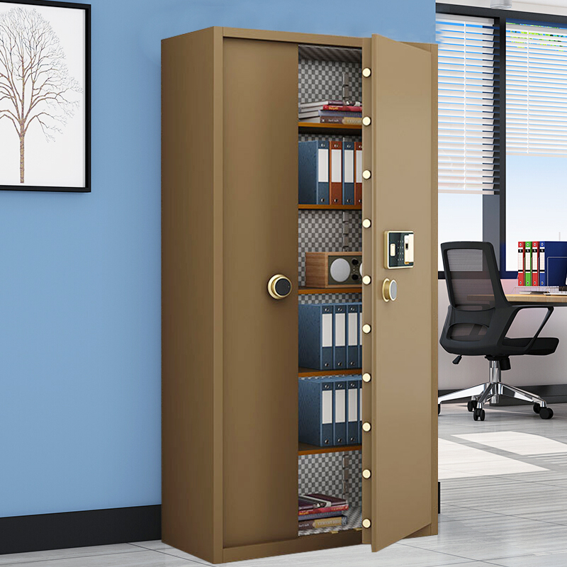 全简家具保险柜大型办公柜密码文件柜资料柜珠宝存放柜加厚保险箱-咖色指纹锁高清大图