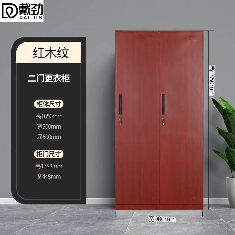 戴劲钢制仿木纹转印更衣柜员工宿舍铁皮衣柜鞋柜办公室储物柜二门B款高清大图