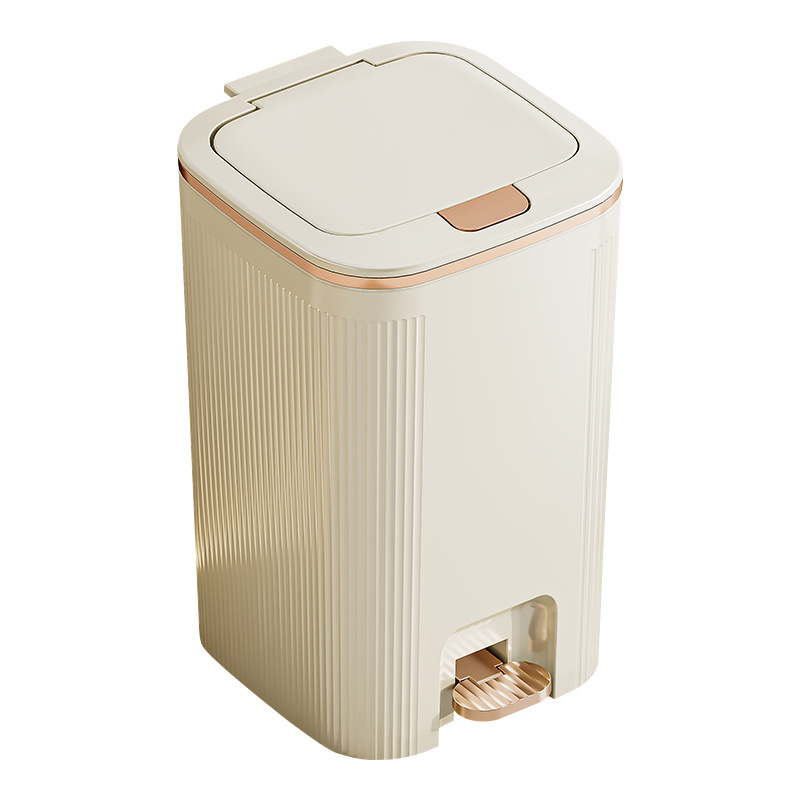 匹牧 PM-LJT-0235 室内掀盖垃圾桶 中号 白灰色 单位:件高清大图