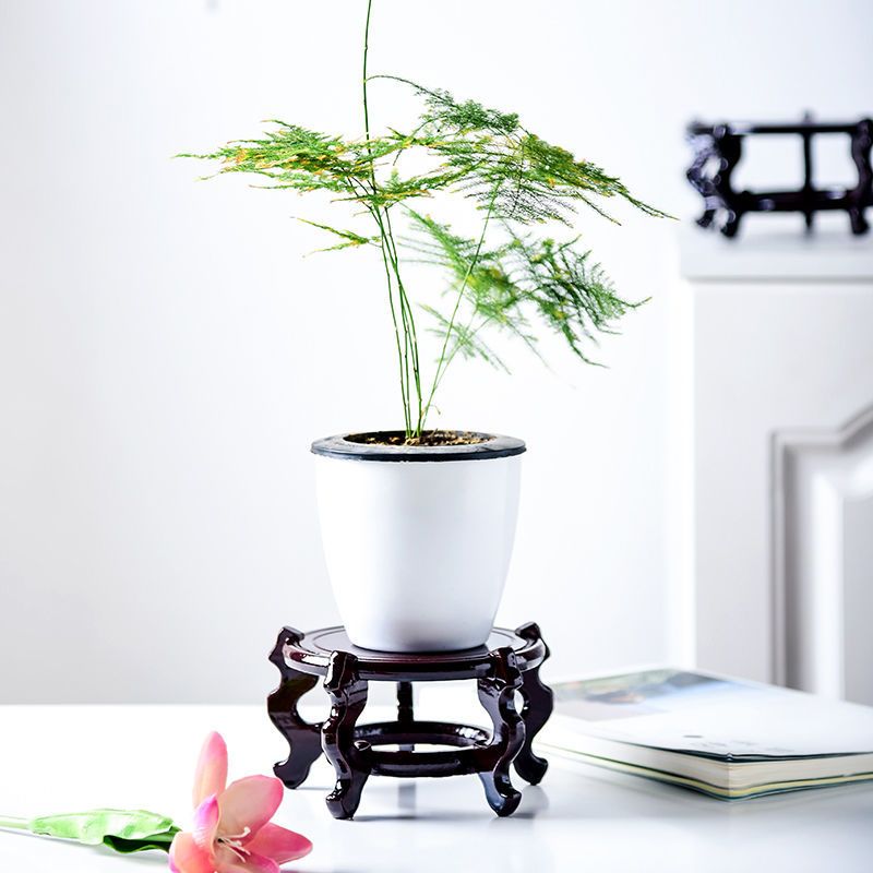 花盆花架花盆底座茶壶花瓶石头香炉木托盘花架圆形摆件底座实木