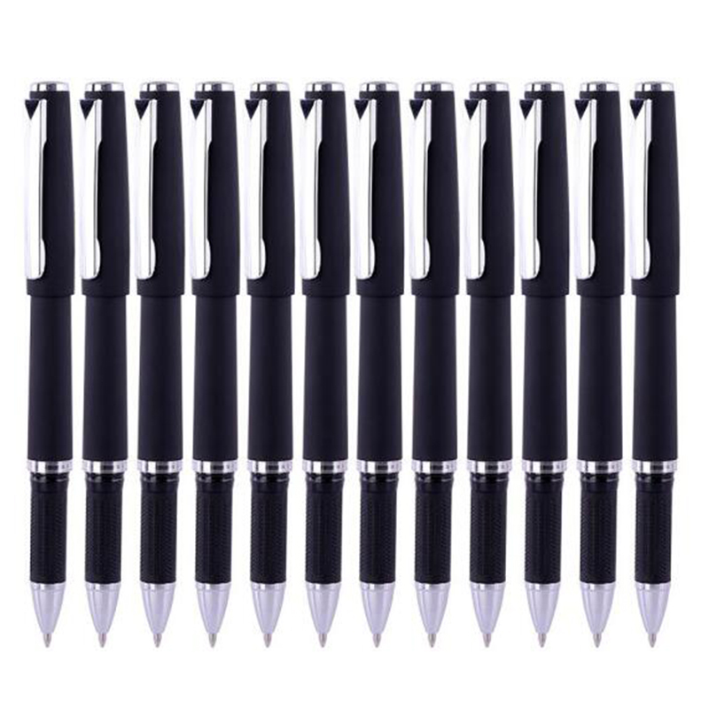 得力delis12610mm子弹头中性笔黑色12支盒