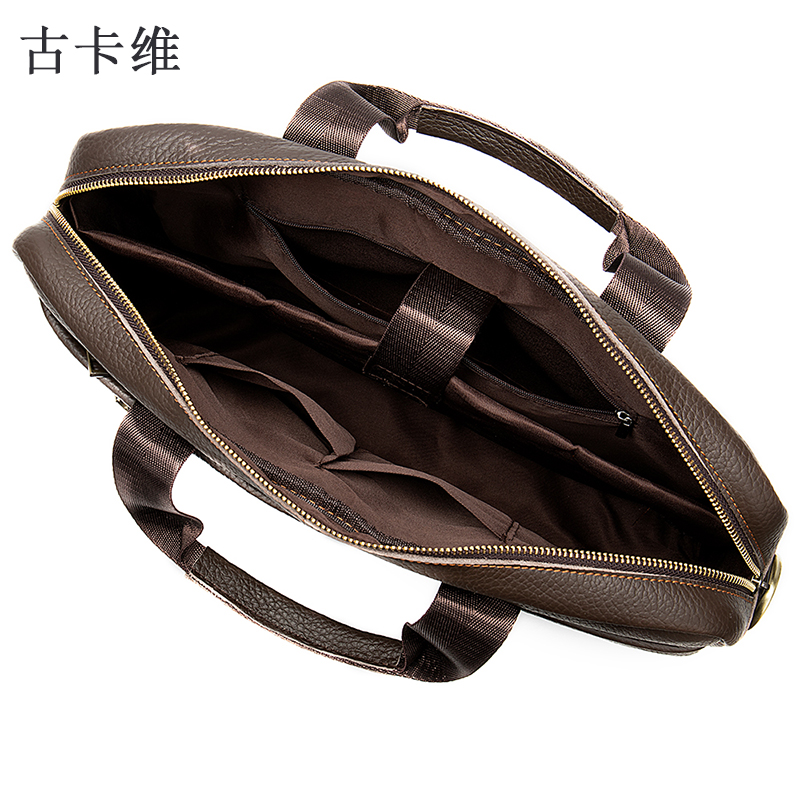 古卡维真皮事务包公文包文件袋 黑色 MLT8629高清大图