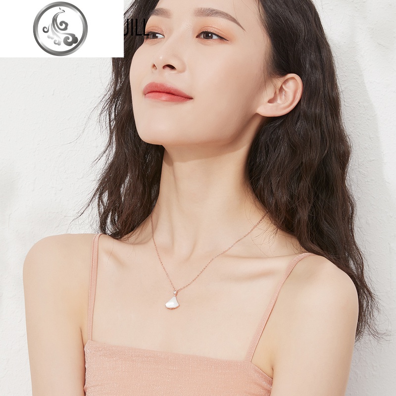 小裙子项链女纯银简约ins潮网红贝母锁骨链扇形气质小众轻奢吊坠 JiMi高清大图