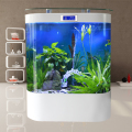 入户双圆形鱼缸玻璃生态水族箱现代家用客厅中大型简约免换水_823 长60cm宽50cm高138cm升级侧边一键排水 白色