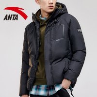 安踏羽绒服男装棉服2019冬季 加绒加厚保暖休闲运动外套男风衣