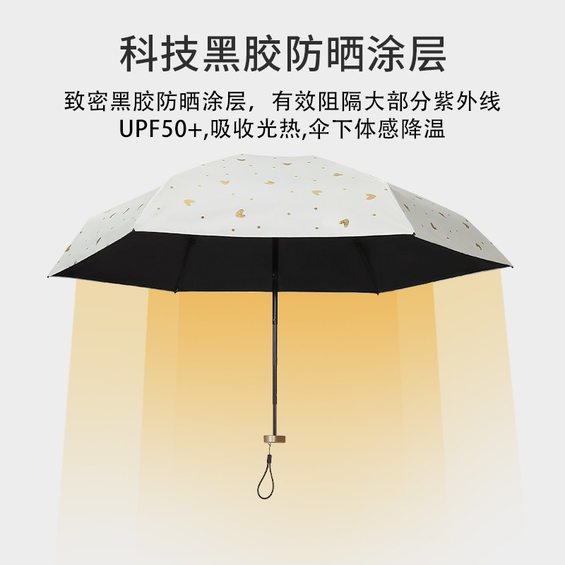美度太阳伞烫金六折伞小巧防晒遮阳伞防紫外线UPF50太阳伞女折叠晴雨伞两用学生口袋伞拇指伞M6108尼罗绿高清大图