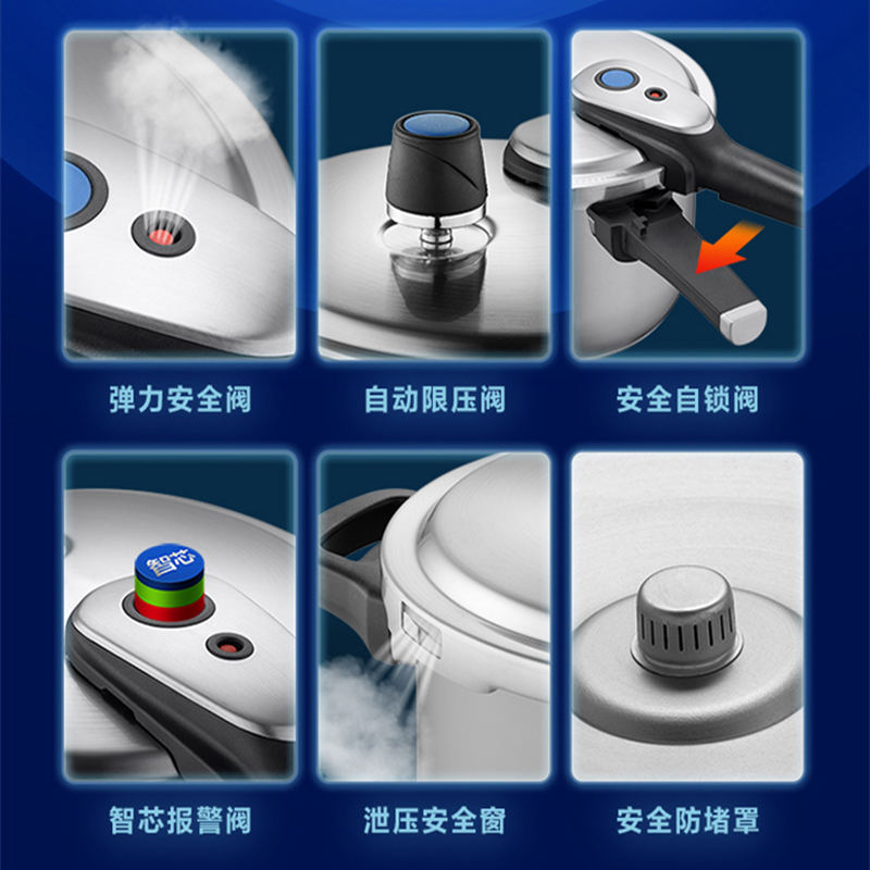 爱仕达高压锅304不锈钢家用燃气电磁炉通用防爆压力智芯▪ 不锈钢压力锅官方旗舰正品 YS20D1J 20cm高清大图