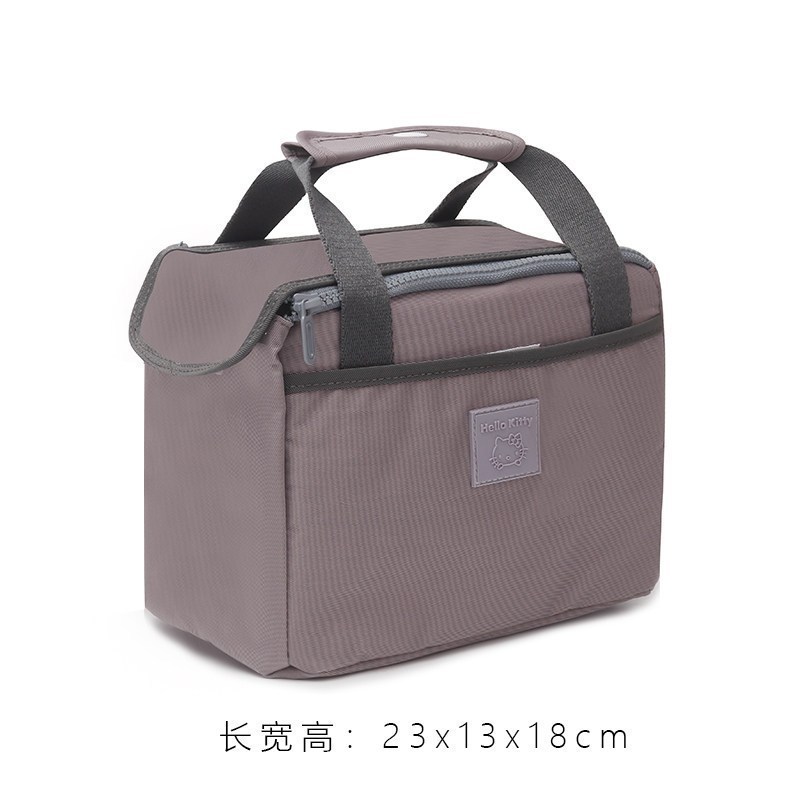 保温饭盒袋子便当袋手提包袋铝箔加厚小学生上班族带饭包大号日式_1 hellokitty双拉链高保暖保冷-灰紫色