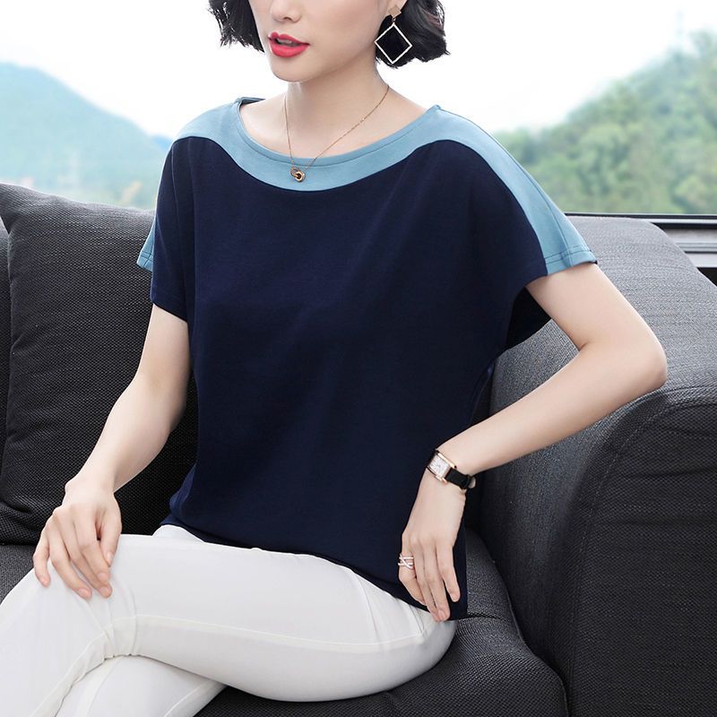 唯品会特卖品牌折扣店女装专柜撤柜清仓剪标大牌夏装条纹tt恤深蓝色