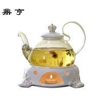 鼎亨花茶炉座煮水果茶壶套装陶瓷耐热防爆玻璃下午茶花果茶具蜡烛