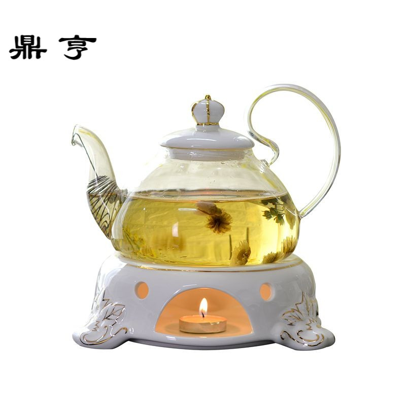 鼎亨花茶炉座煮水果茶壶套装陶瓷耐热防爆玻璃下午茶花果茶具蜡烛