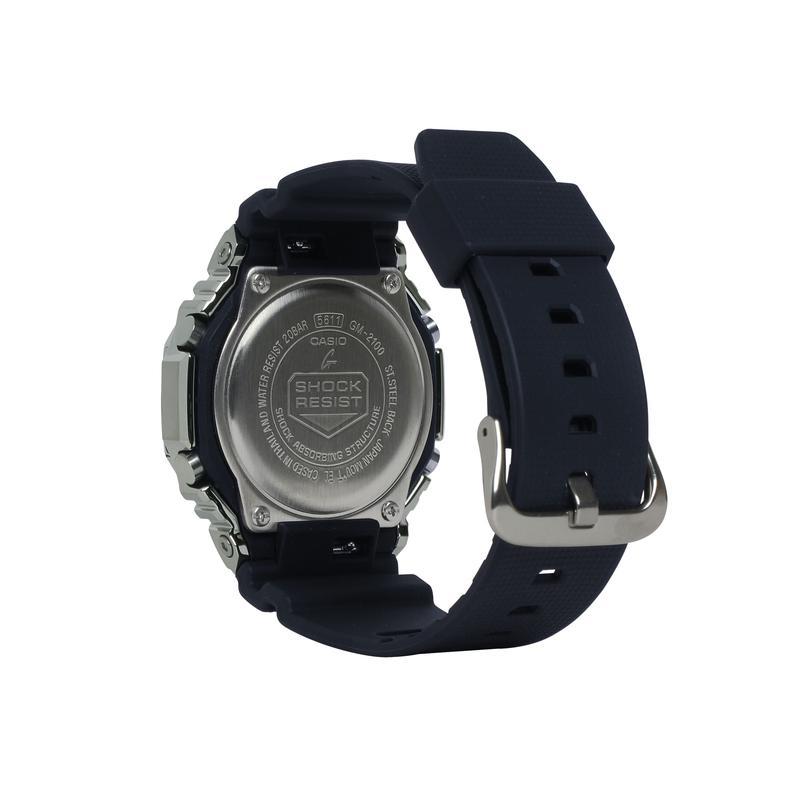 卡西欧(CASIO)GSHOCK男款银色金属表圈黑色表带石英防水耐用运动手表