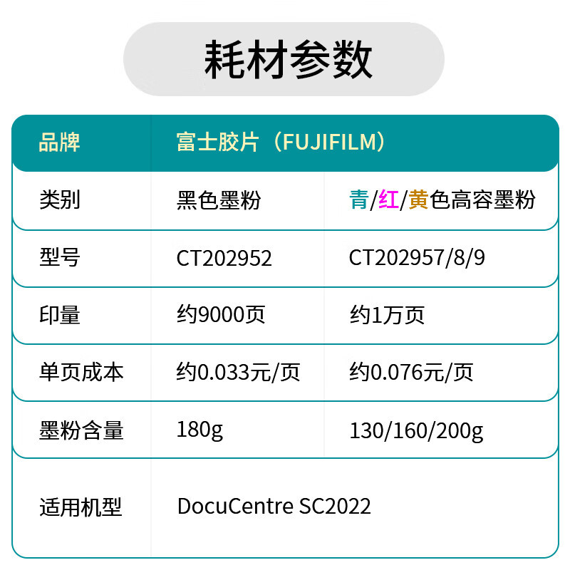 富士施乐(Fuji Xerox)施乐SC2022CPSDA原装黄色高容量墨粉CT202958约印10000张