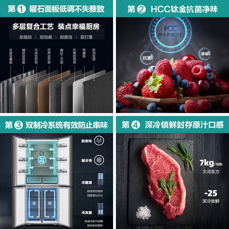 [官方直营]海信(Hisense)503升十字对开冰箱节能超薄嵌入式风冷无霜变频家用海信冰箱BCD-503WMK1DPT