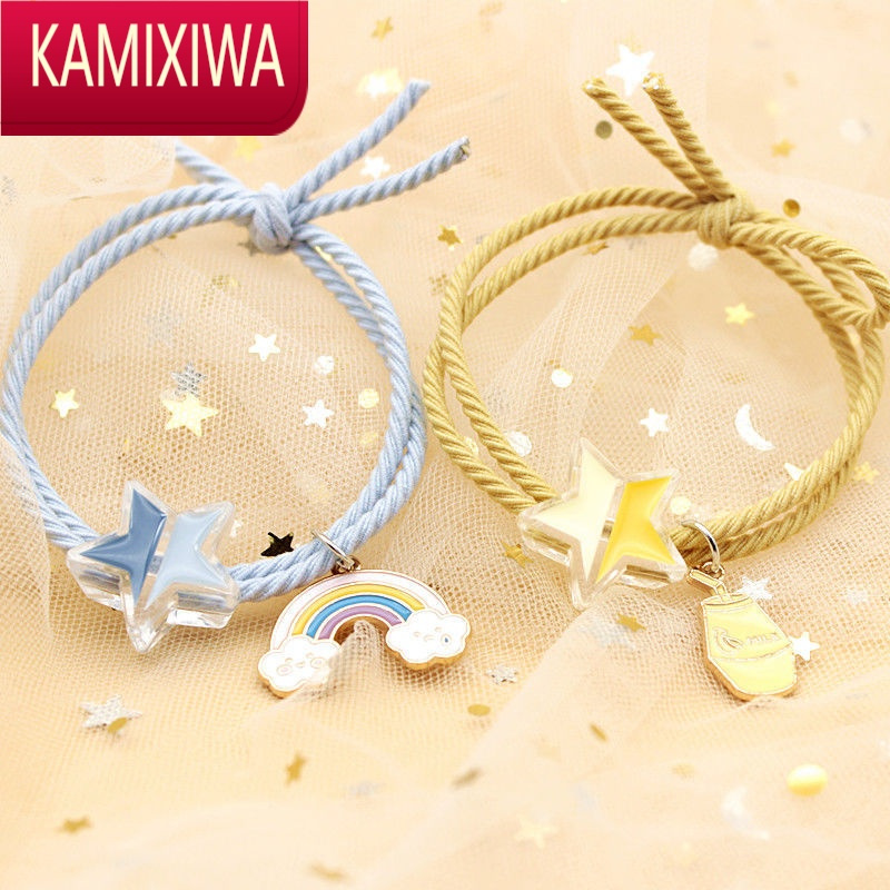 kamixiwa闺蜜手链二人三人四人高颜值手绳学生一对ins风小众设计可爱