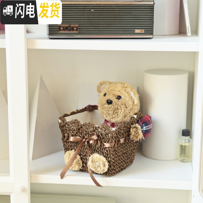 三维工匠蕾丝手工编收纳盒化妆品遥控针线储物筐钥匙口红桌面收纳盒高清大图
