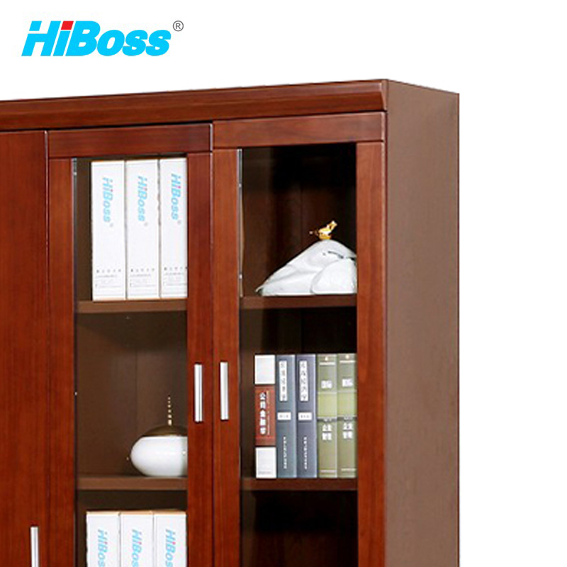 HiBoss油漆文件柜JHYQ15三门员工柜贴实木皮办公家具资料柜中式办公柜