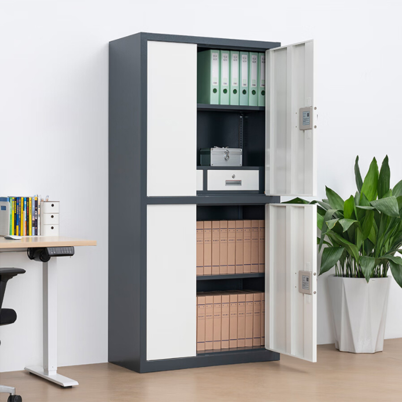 缑氏指纹电子保密柜钢制密码文件柜档案柜矮柜资料柜办公柜通双节灰白色:电子密码锁高清大图