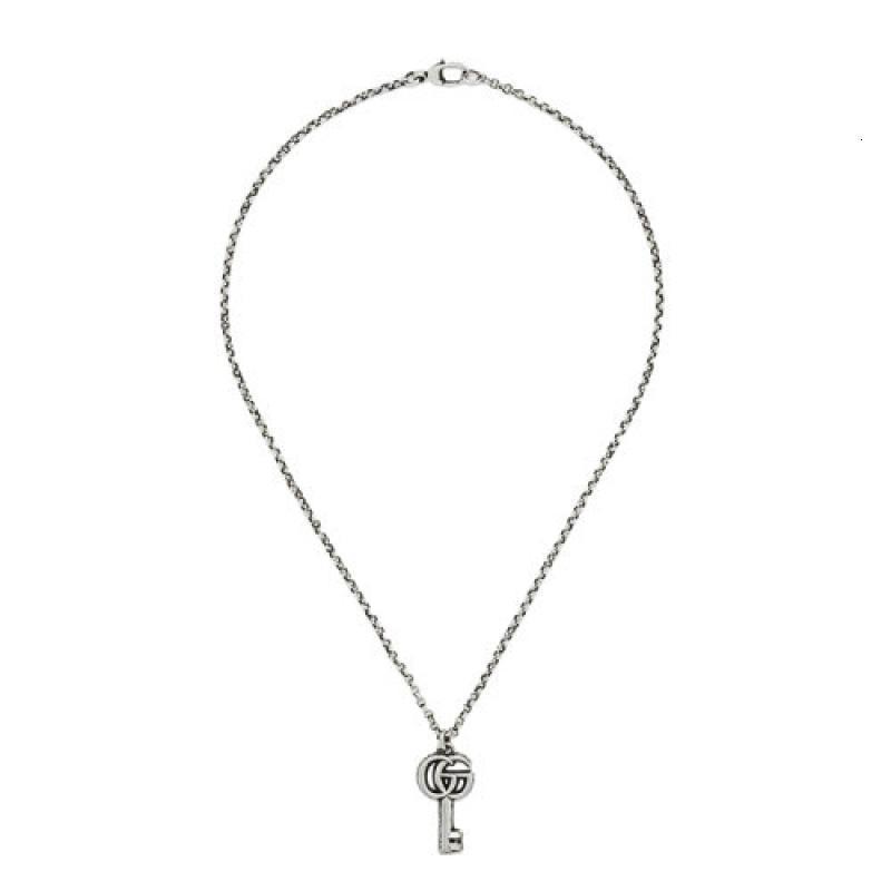 gucci古驰经典款925银双g钥匙刻蔓藤花纹图案吊坠项链627757j84000701