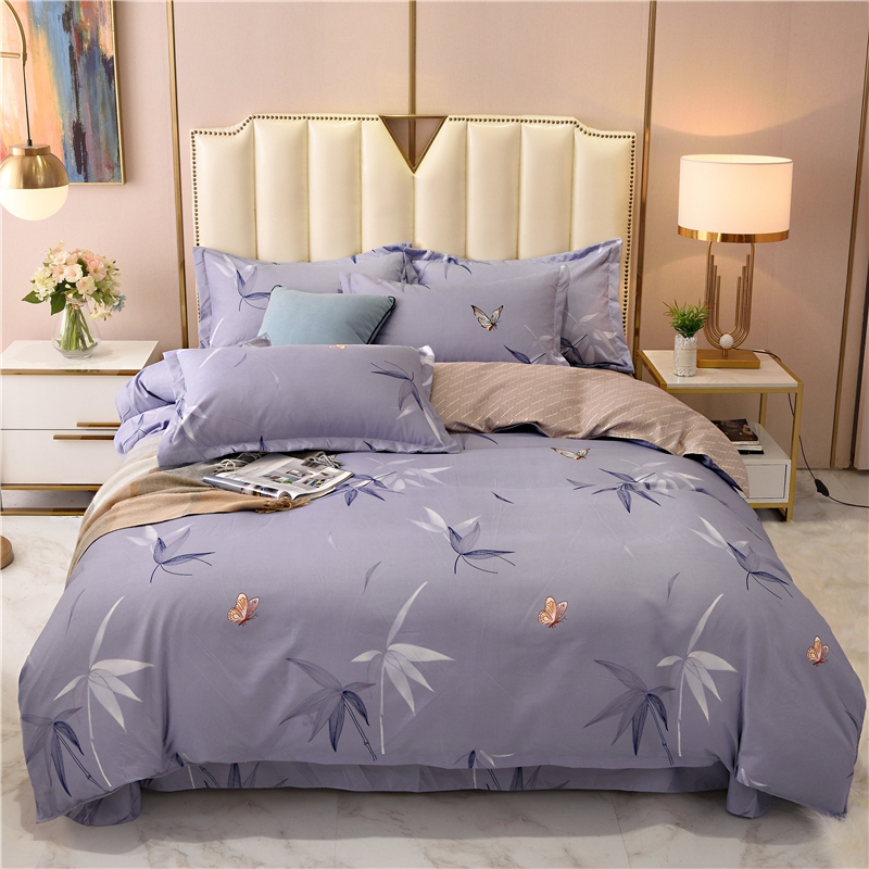 家纺2021新款斜纹加厚亲肤磨毛四件套单双人床单被套床上用品套装