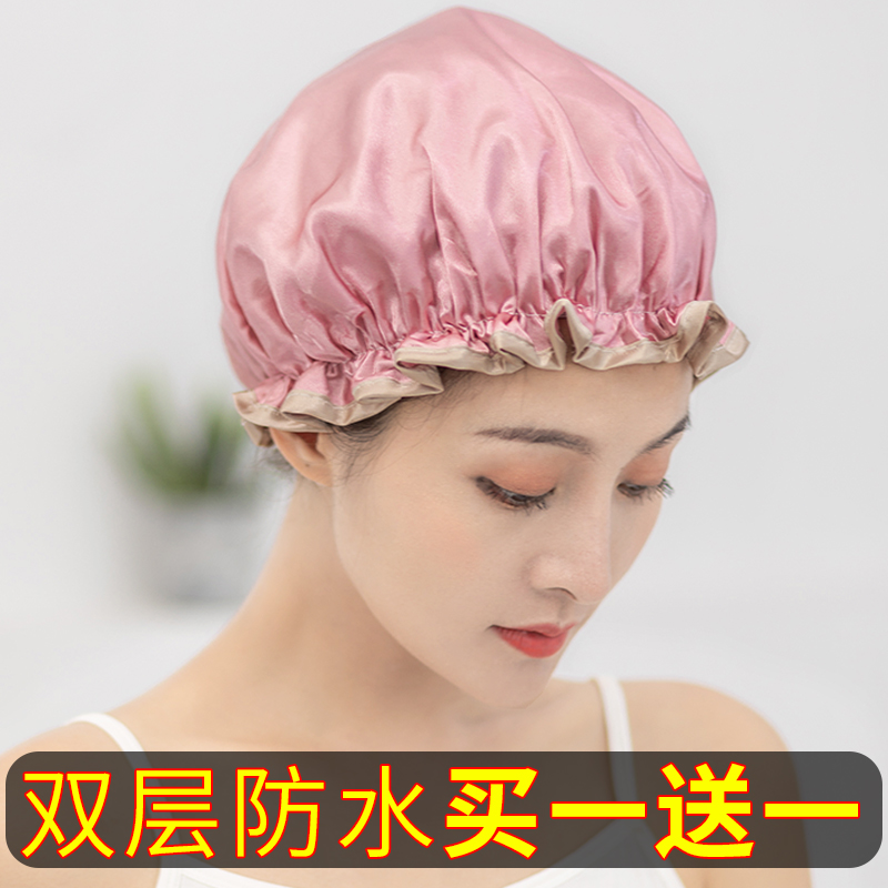 浴帽防水成人女款淋浴沐浴厨房头套洗澡头发罩洗头发帽子防油烟帽 三维工匠 圆点绿[随机]高清大图