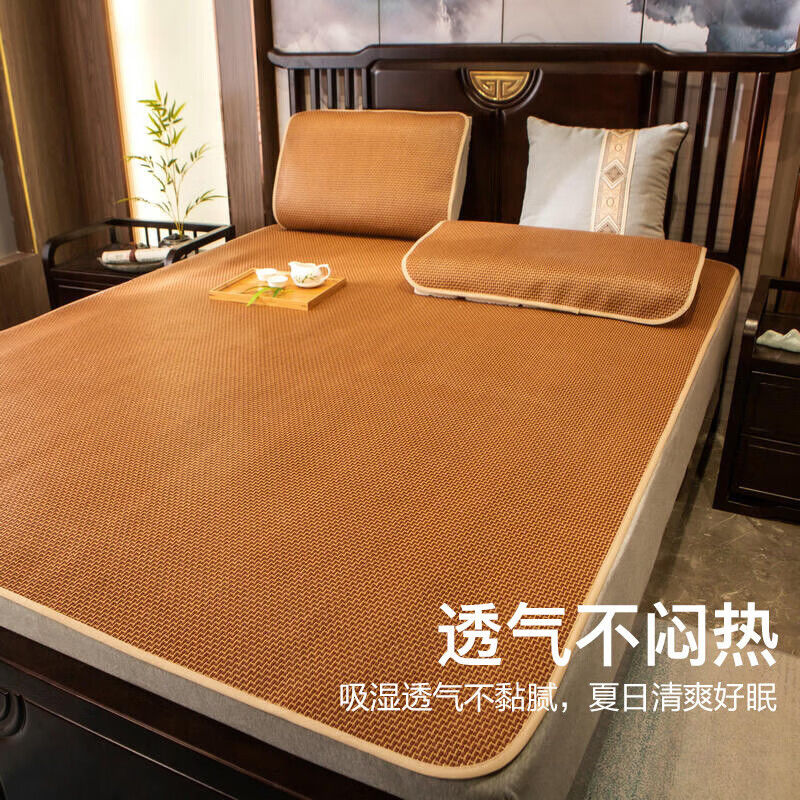 夏秋藤席加厚凉席1.5米可折叠家用冰丝凉席竹席0.9m宿舍学生高清大图
