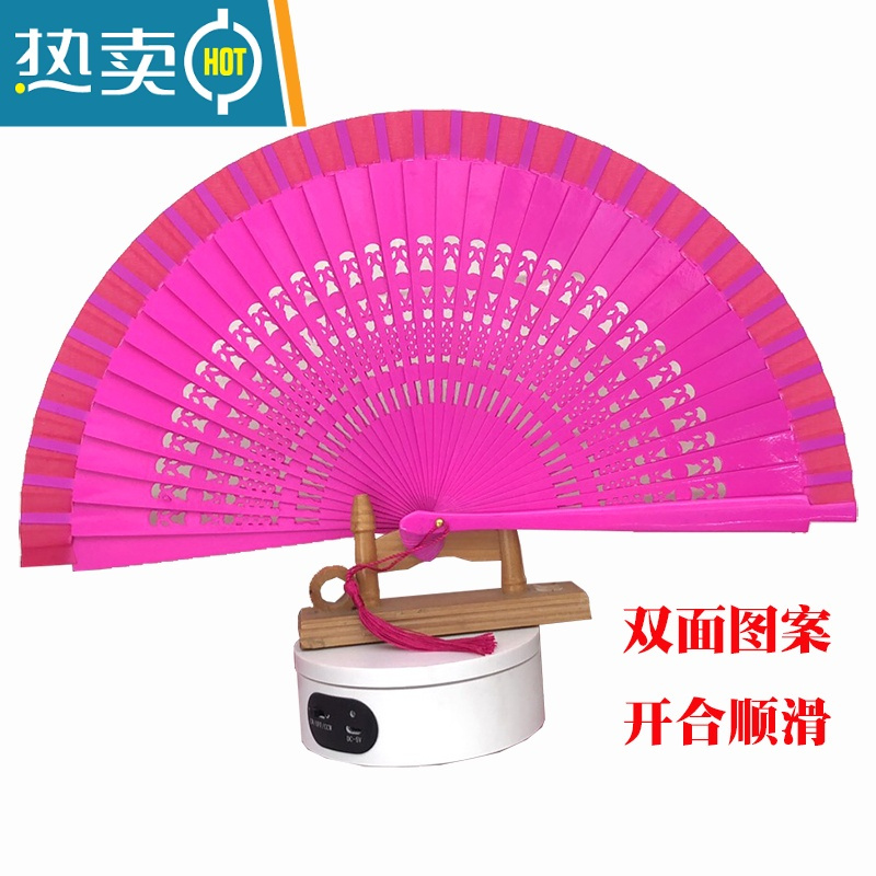 xiancai纯红色古风旗袍舞蹈扇模特走秀跳舞扇子