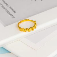 金一国囍足金金枝玉叶女款精品女士黄金戒指指环结婚金戒指 (计价)ABA015