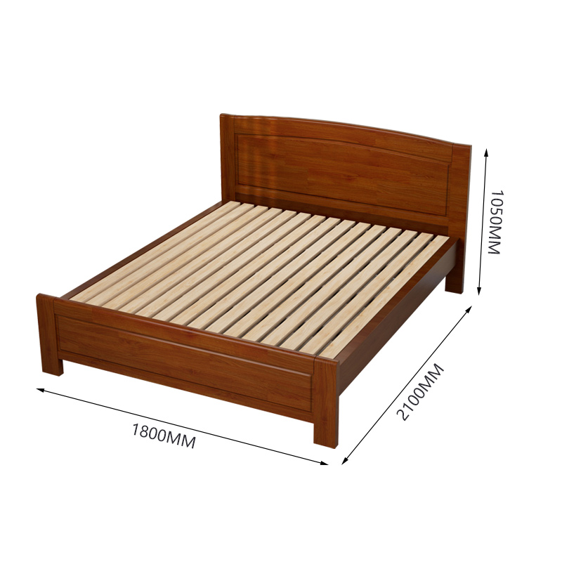 臻远ZY5062705 实木环保漆家具 实木双人床 1.8米 胡桃色高清大图