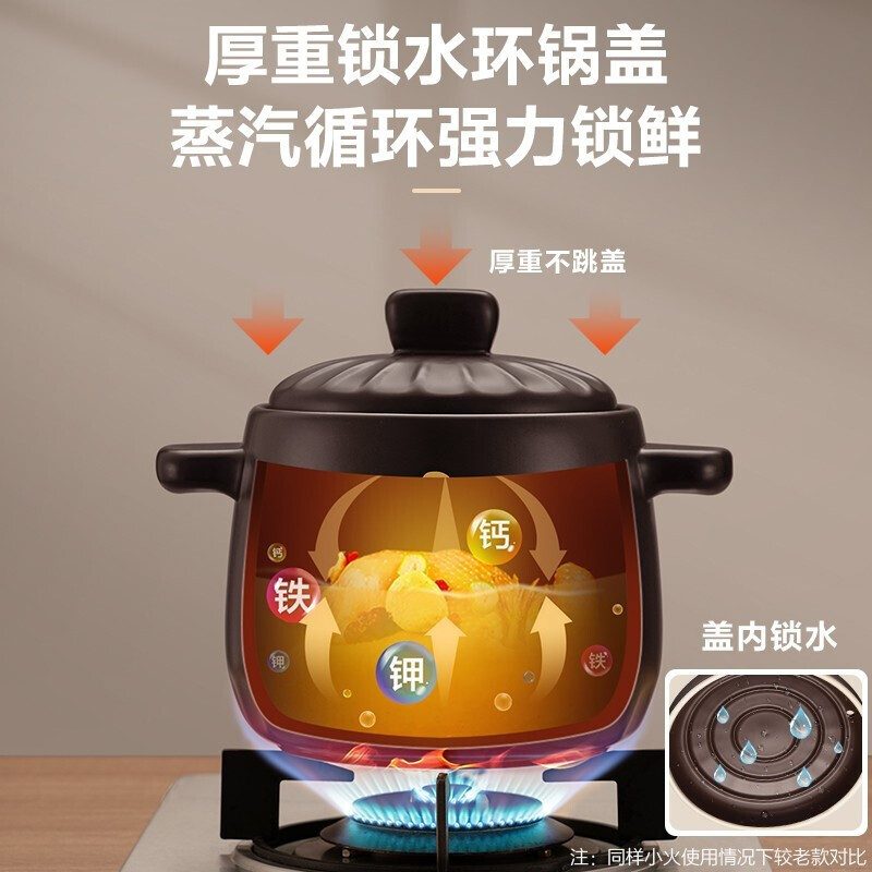 苏泊尔(SUPOR) 砂锅陶瓷煲新陶养生煲深汤煲炖锅家用煲汤熬药焖烧棕燃气明火专用 4.5L TB45A1高清大图