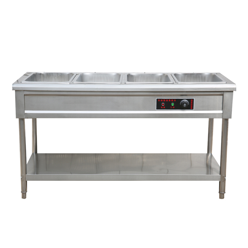 商用电热保温汤池古达不锈钢快餐保温台食堂分餐台售菜售饭台快餐车三