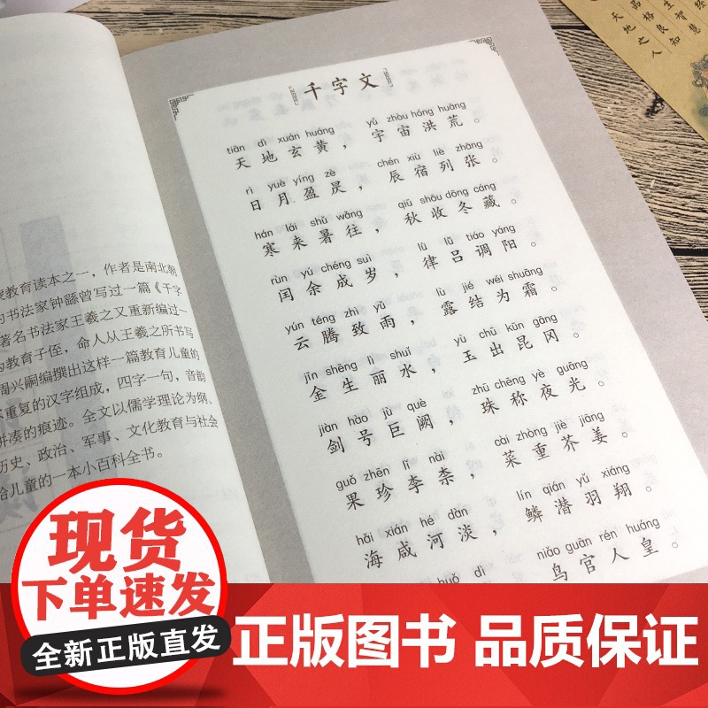千字文国学诵读本中国文化导读儿童经典诵读教材大字注音版无障碍阅读小学生一二三年级课外书读注释看译文品故事学知识高清大图