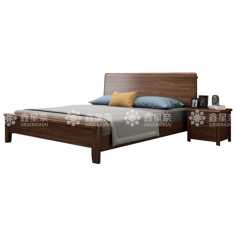 鑫星奈XXN4022914 实木床胡桃木单人床1.5米含一个床头柜