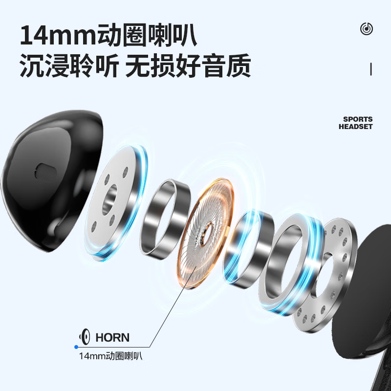 纽曼GF13运动蓝牙耳机挂脖式无线跑步耳机蓝牙 数显电量音乐通话大容量超长续航 适用于华为小米等高清大图