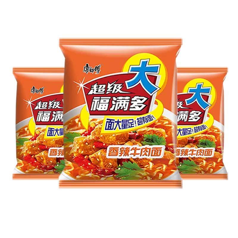 康师傅方便面超级福满多红烧香辣牛肉面袋装泡面夜宵