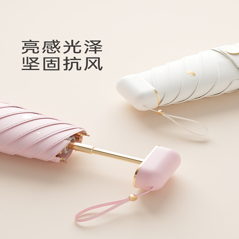 左都 ZD140烫金卡片伞遮阳伞 胶囊壳款 珊瑚粉高清大图