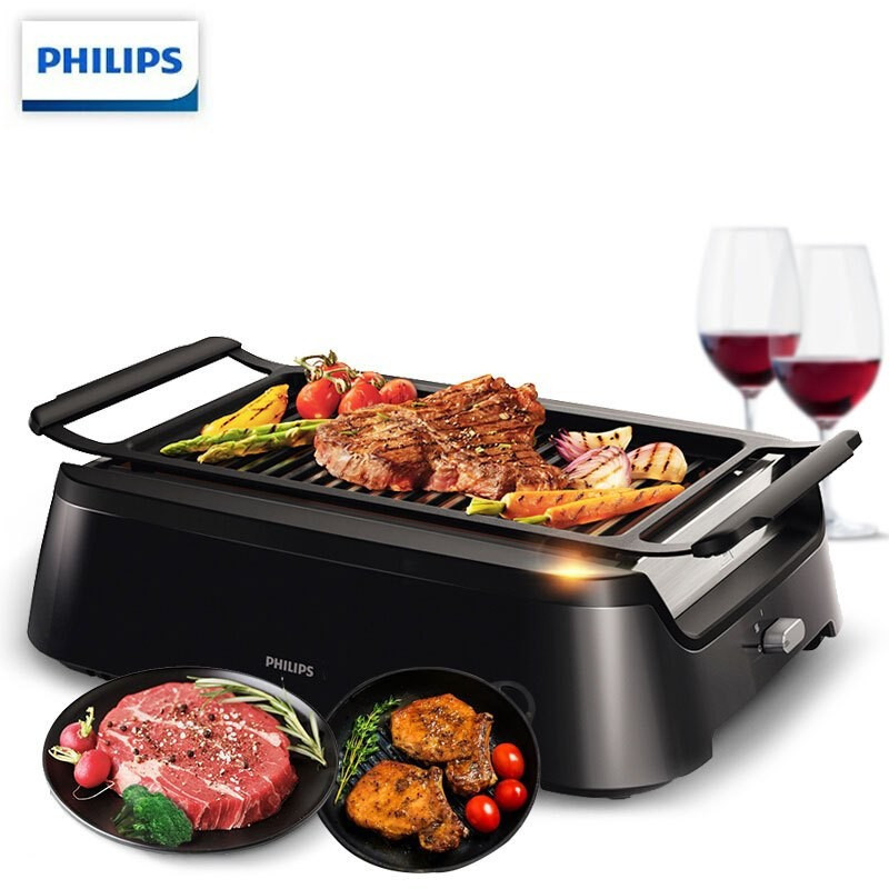 飞利浦(Philips)HD6371/91牛排机 家用少烟电烤炉烧烤炉电烤盘烤肉铁板烧商用烧烤机 单台装