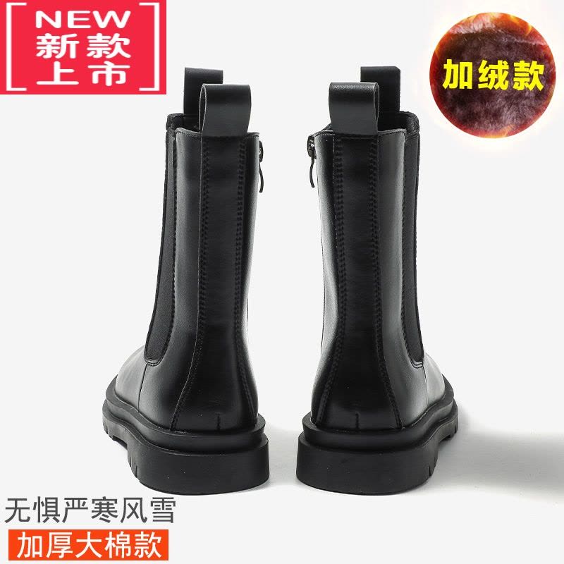 可莉允女童马丁靴2022秋冬季新款皮靴烟筒靴女童靴子儿童加绒皮靴棉保暖图片