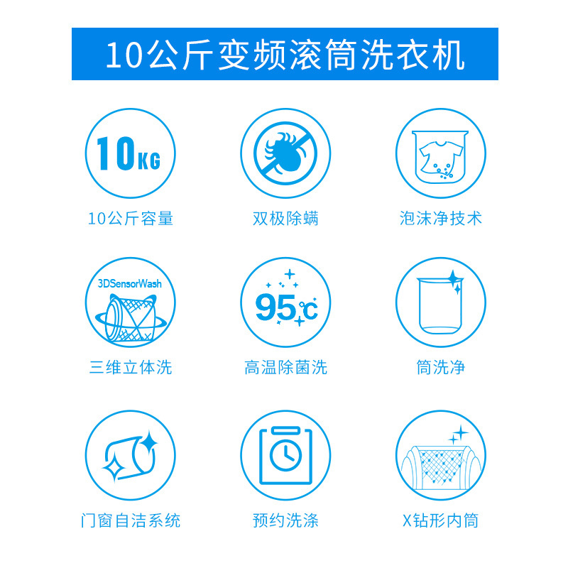 松下(Panasonic) XQG100-EG125 10KG洗6KG烘 全自动家用变频洗烘一体机滚筒洗衣机(深银色)高清大图