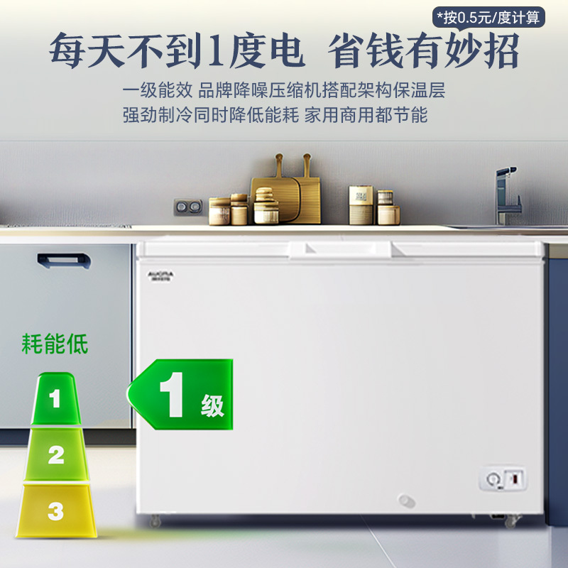 澳柯玛BC/BD-401HNEV 401升顶开门卧式冷柜1级能效-40度低温商用冷柜高清大图