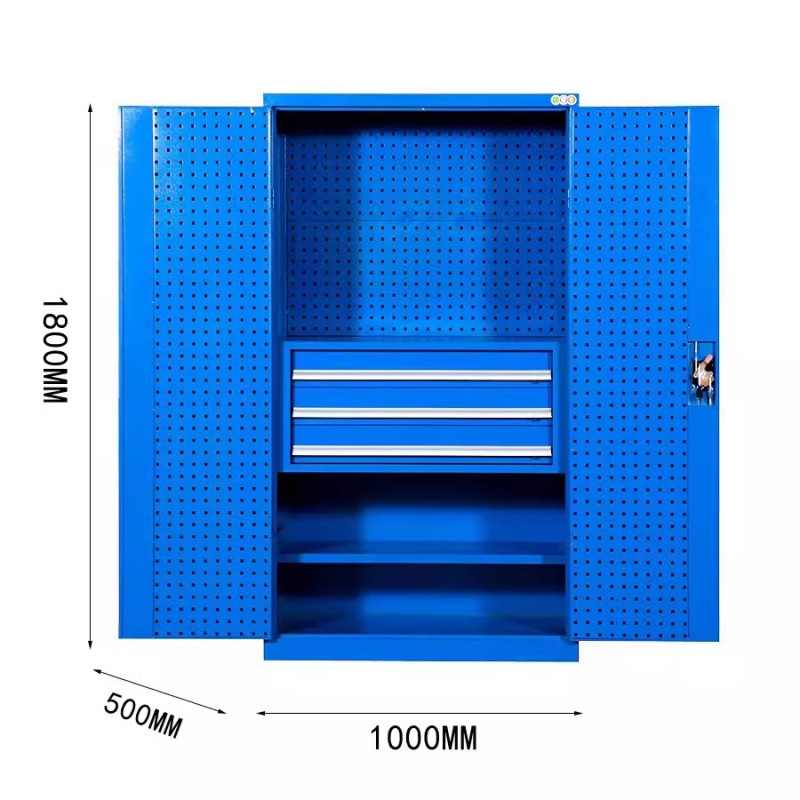 迅迈 [蓝色]内三抽工具柜+背网 重型工具柜 加厚移动收纳工具车 汽修工厂车间铁皮五金工具柜子推车